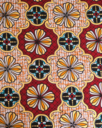 Tissu Coton Inspiration Wax Dakar Rouge Or - Mercerine