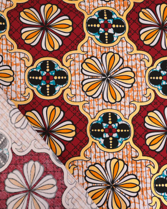 Tissu Coton Inspiration Wax Dakar Rouge Or - Mercerine