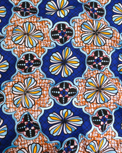 Tissu Coton Inspiration Wax Dakar Bleu - Mercerine