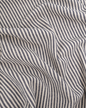 Tissu Coton Epais Tissé Fines Rayures Indigo - Mercerine
