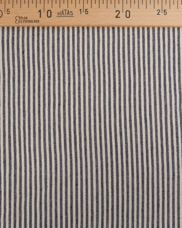 Tissu Coton Epais Tissé Fines Rayures Indigo - Mercerine