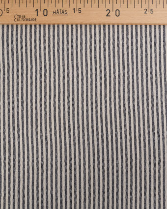 Tissu Coton Epais Tissé Fines Rayures Indigo - Mercerine