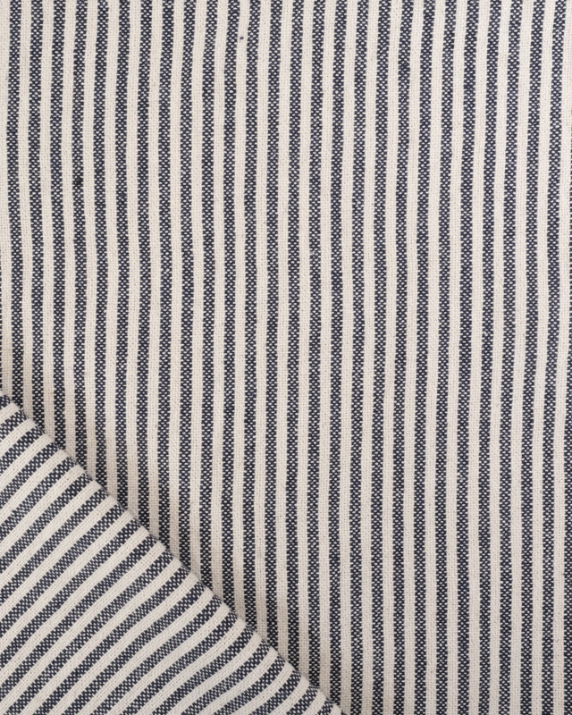 Tissu Coton Epais Tissé Fines Rayures Indigo - Mercerine