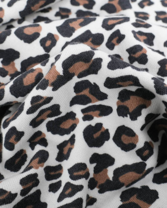 Tissu Jersey Envers Mini Eponge Motif Léopard - Mercerine