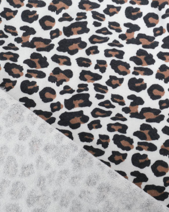 Tissu Jersey Envers Mini Eponge Motif Léopard - Mercerine
