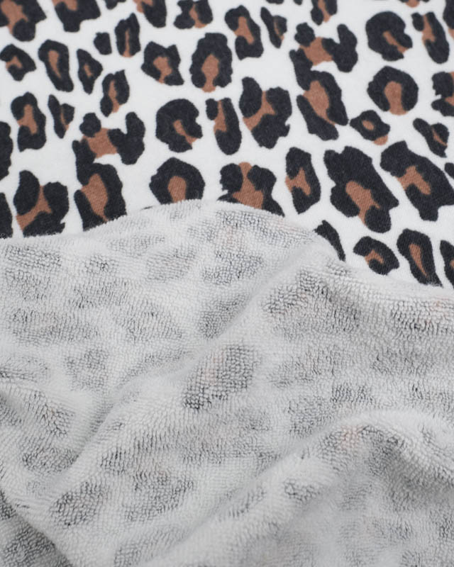 Tissu Jersey Envers Mini Eponge Motif Léopard - Mercerine