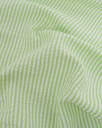 Tissu Seersucker à Rayures Vert - Mercerine