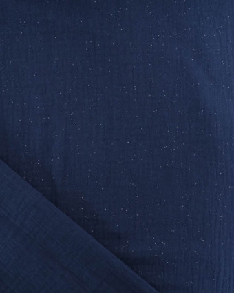 Double Gaze Pailletée Bleu Marine Argent - Mercerine