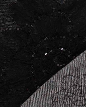Jean Broderie Tulle et Sequins Sam Noir - Mercerine