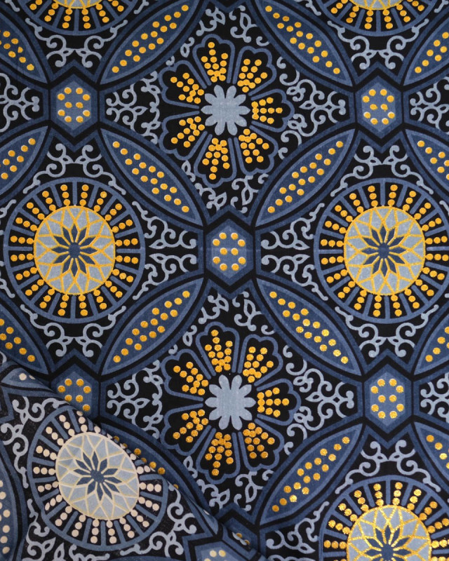 Tissu Coton Inspiration Wax Suria Gris Or - Mercerine