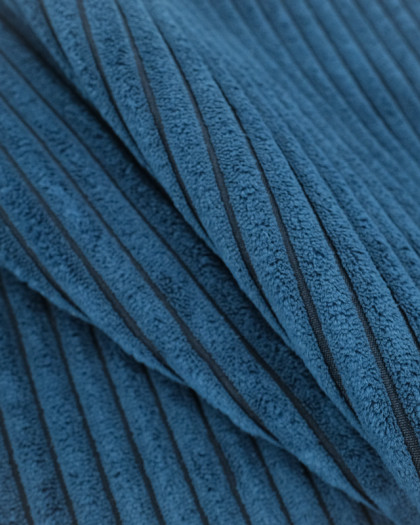 Velours Grosses Côtes Bleu Zoé - Mercerine