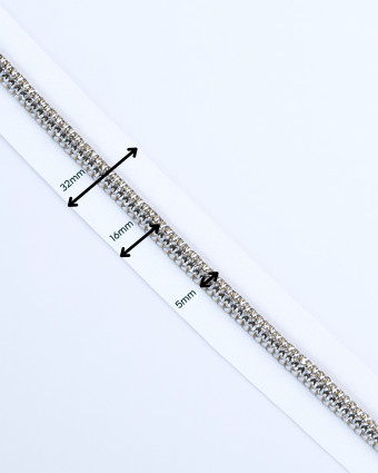 Fermeture au mètre - Blanc Argent - 3 ou 5mm - Mercerine