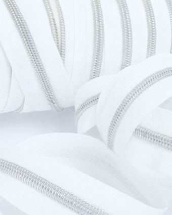 Fermeture au mètre - Blanc Argent - 3 ou 5mm