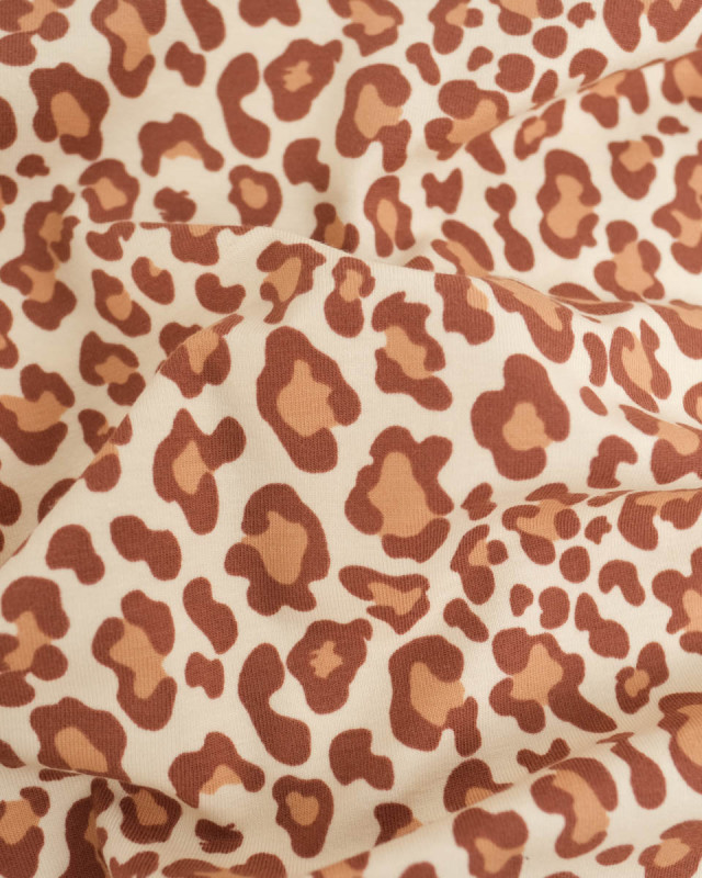 Jersey de Coton Léopard Fond Beige - Mercerine