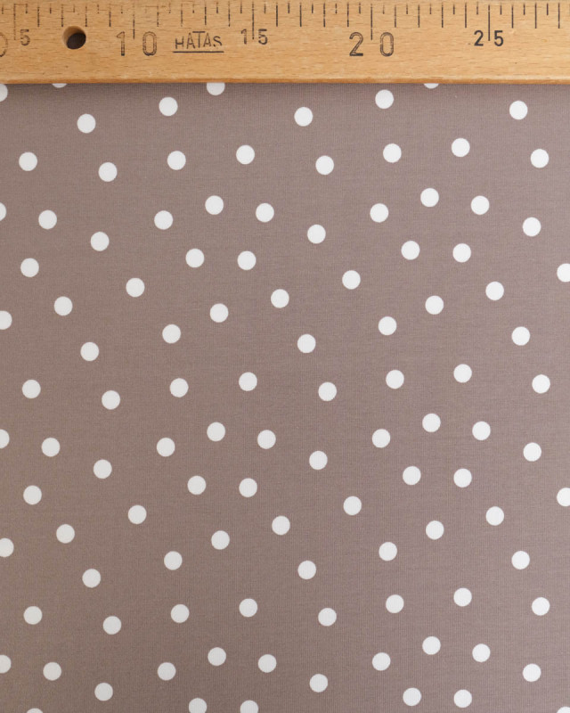 Jersey de Coton Gris Motif Pois Blancs - Mercerine