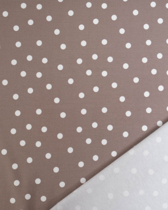 Jersey de Coton Gris Motif Pois Blancs - Mercerine
