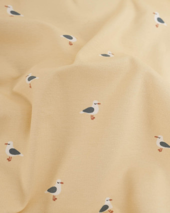 Jersey de Coton Beige Petite Mouette - Mercerine