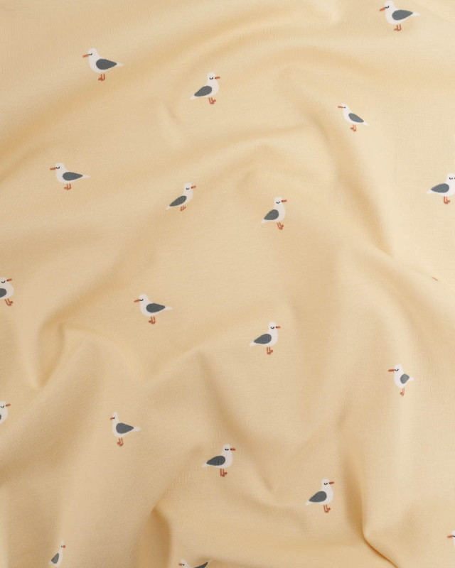 Jersey de Coton Beige Petite Mouette - Mercerine