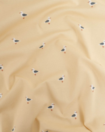 Jersey de Coton Beige Petite Mouette - Mercerine