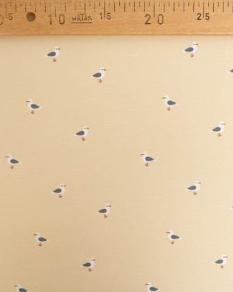 Jersey de Coton Beige Petite Mouette - Mercerine