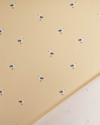 Jersey de Coton Beige Petite Mouette - Mercerine