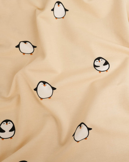 Tissu Sweat envers doudou Pingouins - Mercerine