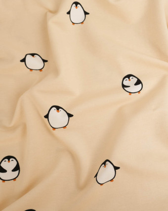 Tissu Sweat envers doudou Pingouins - Mercerine
