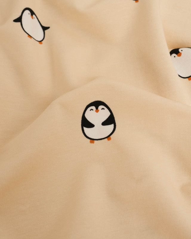 Tissu Sweat envers doudou Pingouins - Mercerine