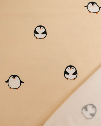 Tissu Sweat envers doudou Pingouins - Mercerine