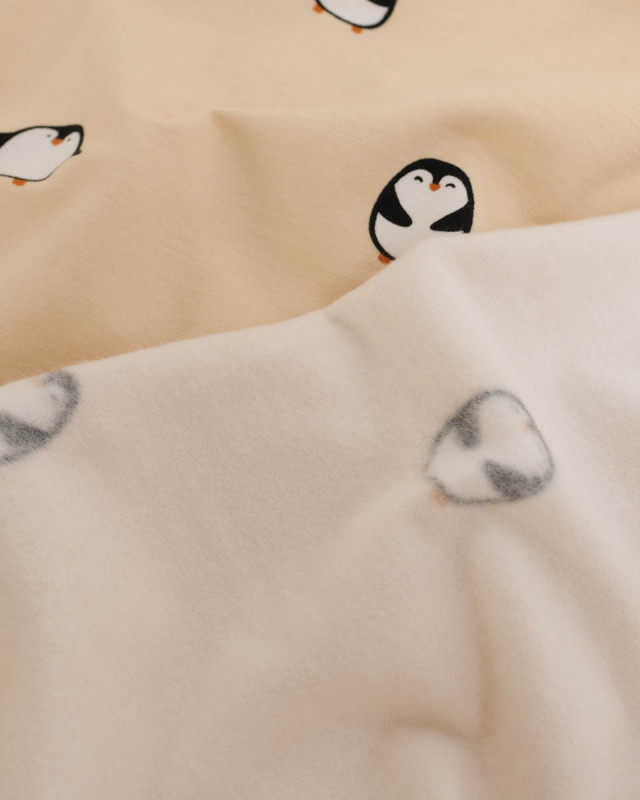 Tissu Sweat envers doudou Pingouins - Mercerine