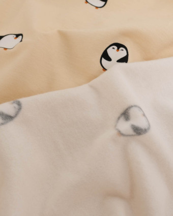 Tissu Sweat envers doudou Pingouins - Mercerine