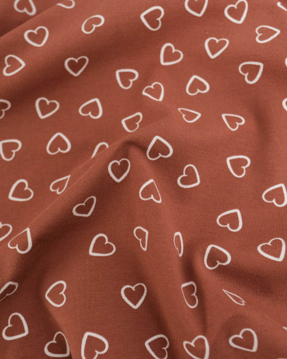 Jersey de Coton Terra Motif Petit Cœur - Mercerine
