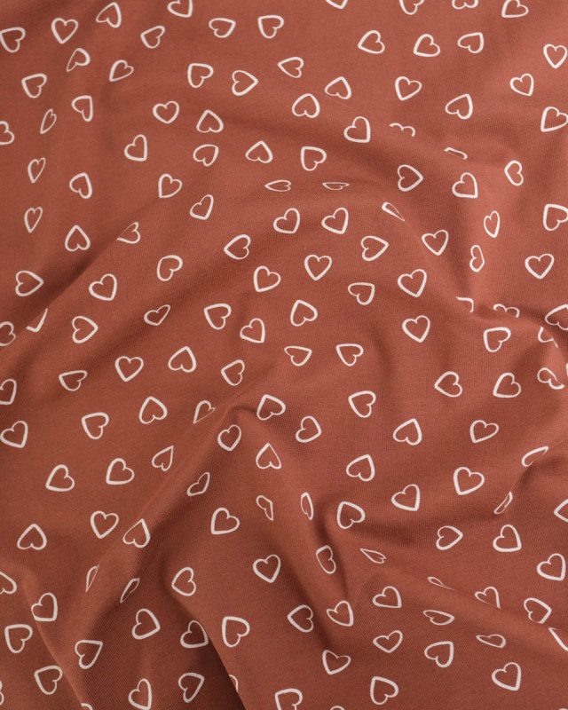 Jersey de Coton Terra Motif Petit Cœur - Mercerine