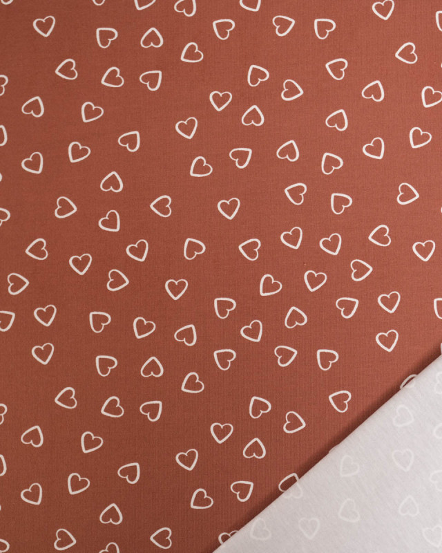 Jersey de Coton Terra Motif Petit Cœur - Mercerine