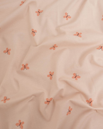 Jersey de Coton Rose Nude Petits Papillon - Mercerine