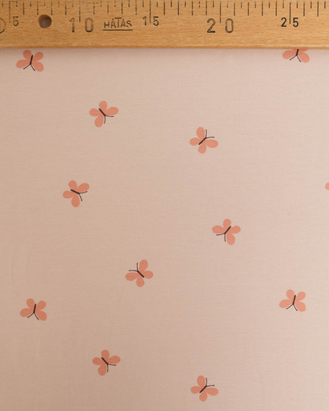 Jersey de Coton Rose Nude Petits Papillon - Mercerine