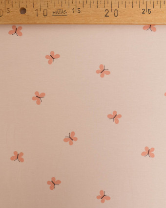 Jersey de Coton Rose Nude Petits Papillon - Mercerine