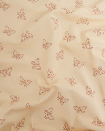 Jersey de Coton Beige Motif Papillon - Mercerine