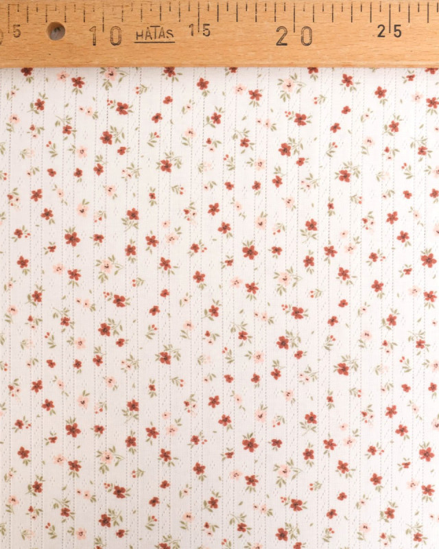 Jersey Ajouré Ecru Petites Fleurs - Mercerine
