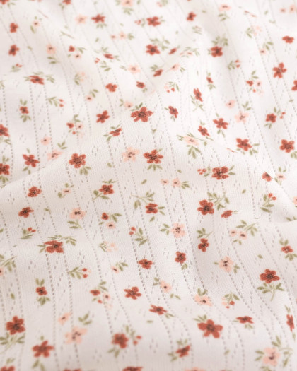 Jersey Ajouré Ecru Petites Fleurs - Mercerine