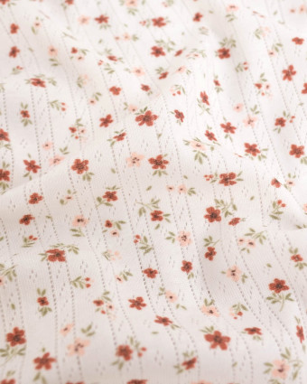 Jersey Ajouré Ecru Petites Fleurs - Mercerine