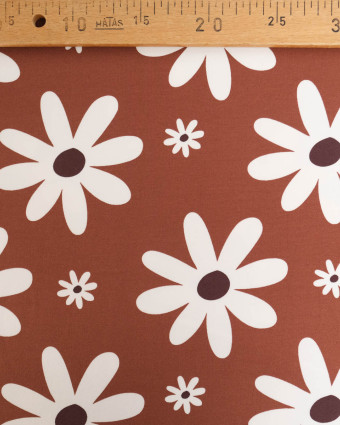 Jersey French Terry Chocolat Motif Fleuri - Mercerine