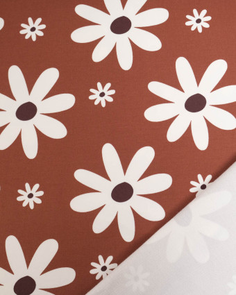 Jersey French Terry Chocolat Motif Fleuri - Mercerine