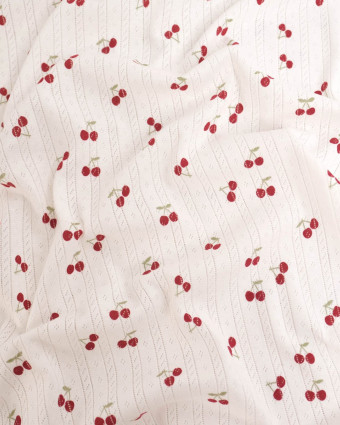Jersey Ajouré Ecru Petites Cerises - Mercerine