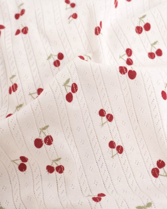 Jersey Ajouré Ecru Petites Cerises - Mercerine