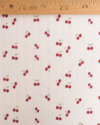Jersey Ajouré Ecru Petites Cerises - Mercerine