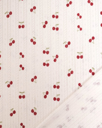 Jersey Ajouré Ecru Petites Cerises - Mercerine