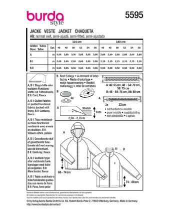 Patron Veste Burda 5595 - Mercerine