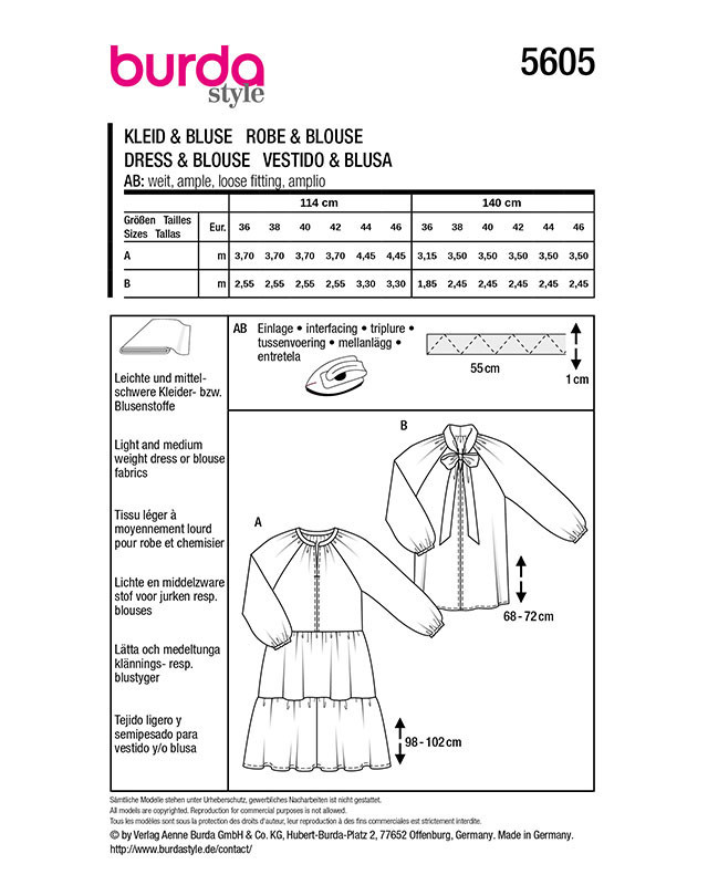 Patron Robe & Chemisier Burda 5605 - Mercerine