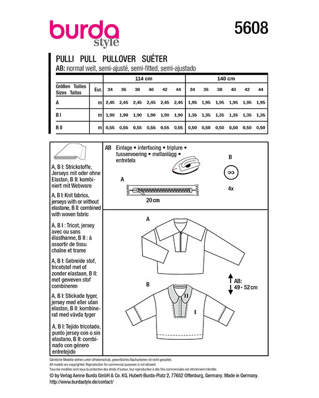 Patron Pull & Top Burda 5608 - Mercerine